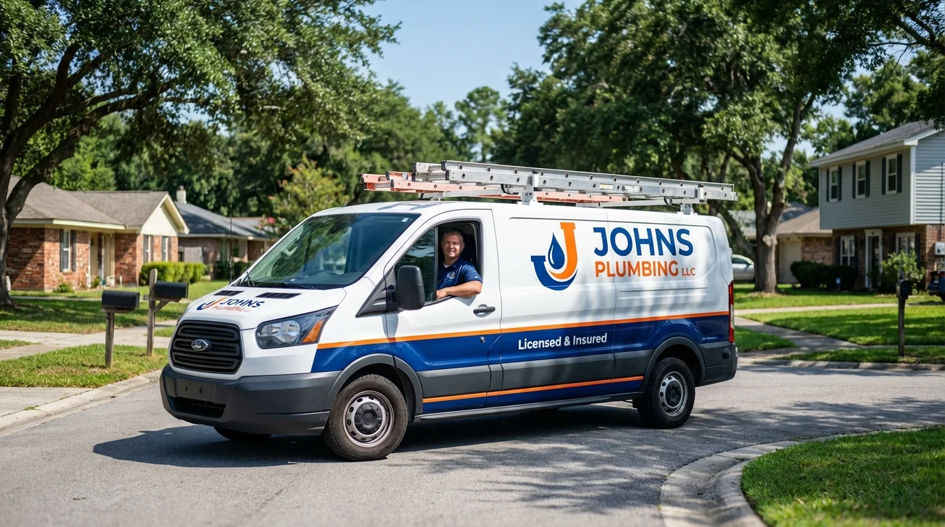 Johns Plumbing LLC service van in Lake Junaluska, NC