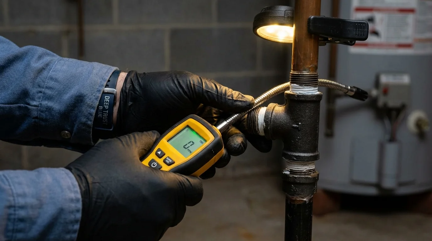 Gas leak detection with electronic sniffer by Johns Plumbing LLC in Lake Junaluska