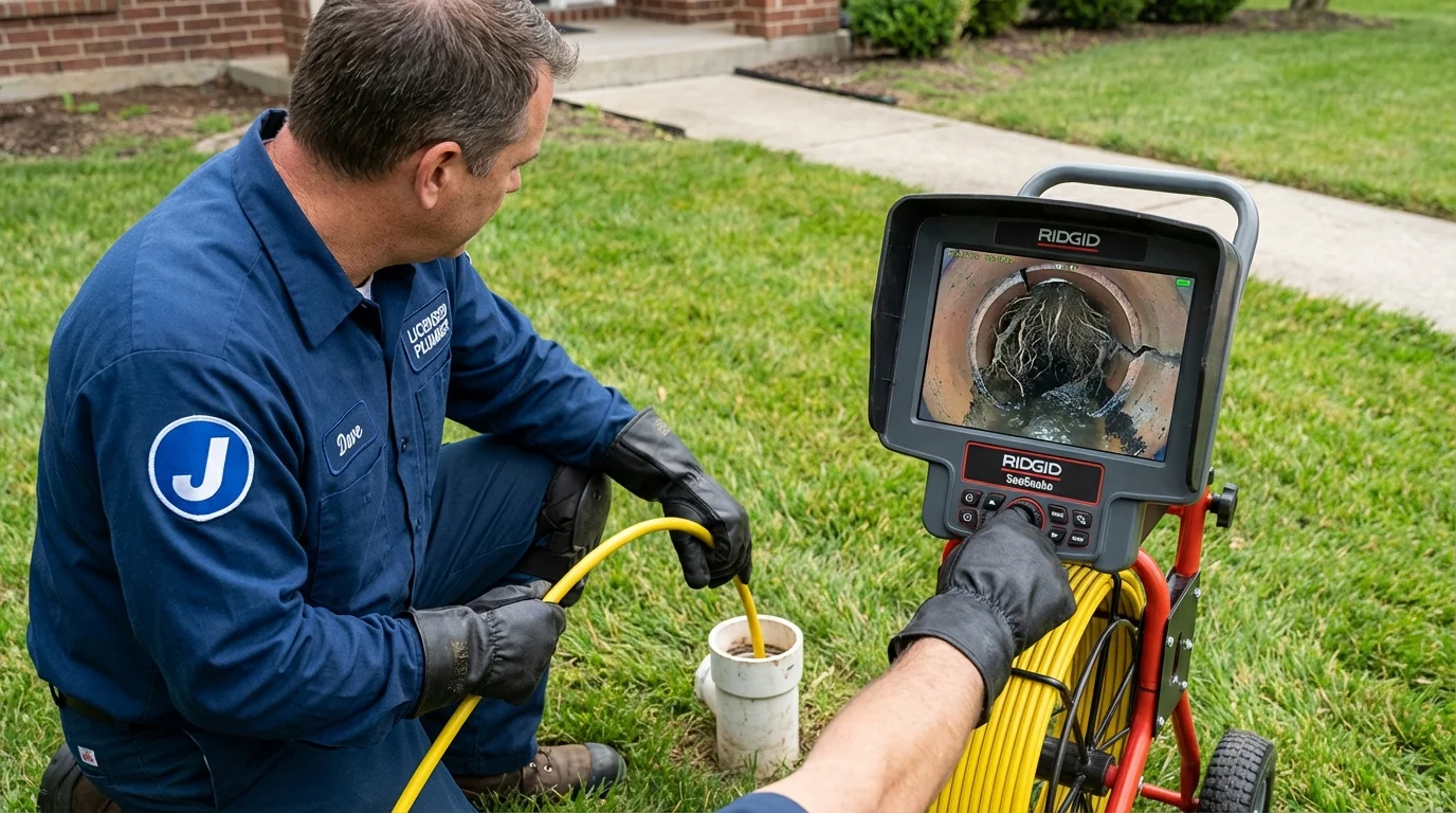 Sewer camera inspection being performed by Johns Plumbing LLC in Lake Junaluska