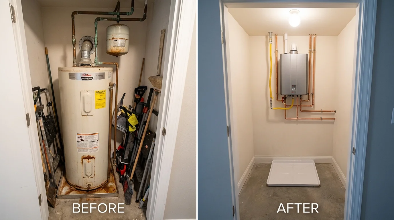 Tank water heater versus wall-mounted tankless unit comparison for Lake Junaluska, NC homeowners