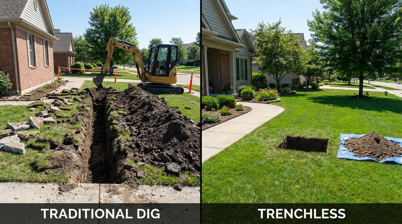 Trenchless sewer repair with minimal yard damage versus traditional excavation in Lake Junaluska, NC